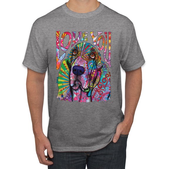 Colorful Beagle | Dogs Love You | Dean Russo Art Animal Lover Men's T-Shirt, Heather Grey, 5X-Large