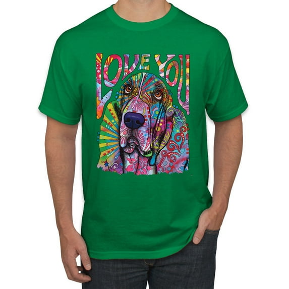 Colorful Beagle | Dogs Love You | Dean Russo Art Animal Lover Men's T-Shirt, Kelly, 5X-Large