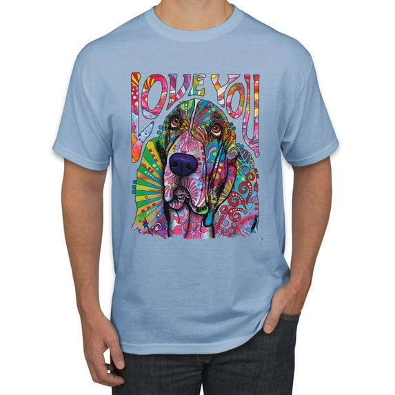 Colorful Beagle | Dogs Love You | Dean Russo Art Animal Lover Men's T-Shirt, Light Blue, 3X-Large