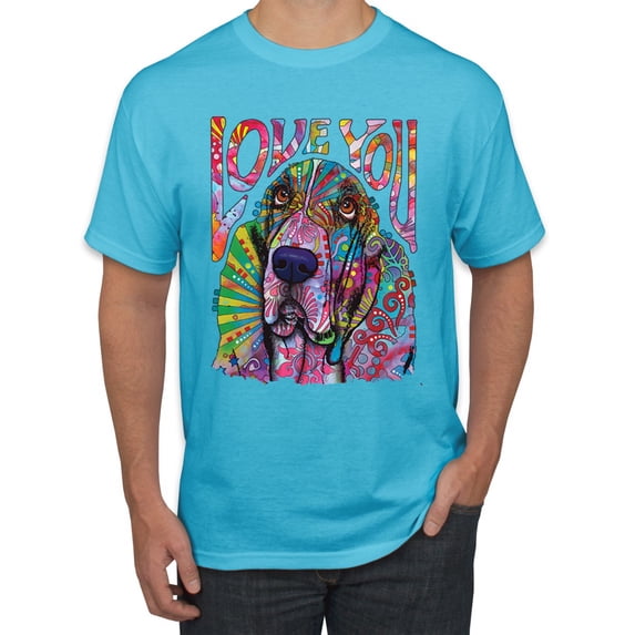Colorful Beagle | Dogs Love You | Dean Russo Art Animal Lover Men's T-Shirt, Light Turquoise, 3X-Large