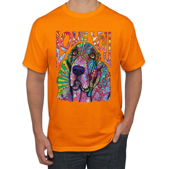 Colorful Beagle | Dogs Love You | Dean Russo Art Animal Lover Men's T-Shirt, Orange, X-Large