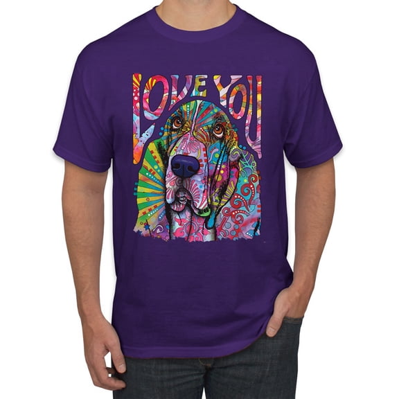 Colorful Beagle | Dogs Love You | Dean Russo Art Animal Lover Men's T-Shirt, Purple, X-Large