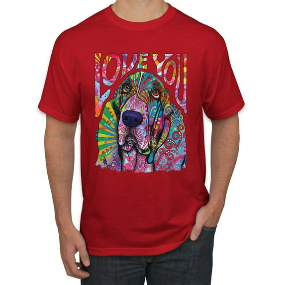 Colorful Beagle | Dogs Love You | Dean Russo Art Animal Lover Men's T-Shirt, Red, Small