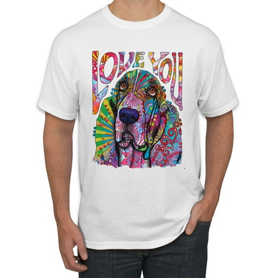 Colorful Beagle | Dogs Love You | Dean Russo Art Animal Lover Men's T-Shirt, White, 5X-Large