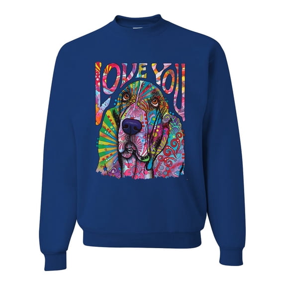 Colorful Beagle | Dogs Love You | Dean Russo Art Animal Lover Unisex Crewneck Sweatshirt, Royal, Large