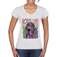 thumbnail image 1 of Colorful Beagle | Dogs Love You | Dean Russo Art Animal Lover Womenâ€™s Standard V-Neck Tee, White, Small, 1 of 6