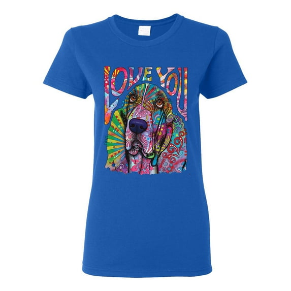 Colorful Beagle | Dogs Love You | Dean Russo Art Animal Lover Womens T-Shirt, Royal, Large