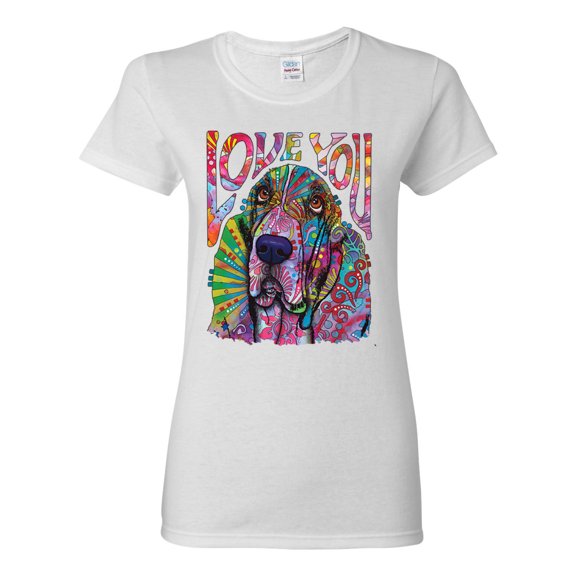 Colorful Beagle | Dogs Love You | Dean Russo Art Animal Lover Womens T-Shirt, White, X-Large