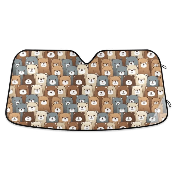 Colorful Bear Head Car Windshield Sun Shade Foldable Car Front Window Visor Heat and UV Protection 55x27.6