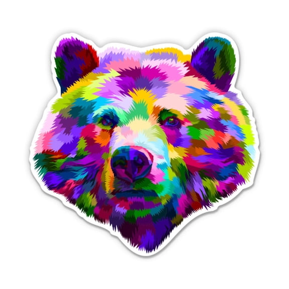 Colorful Bear Pop Art Style - 12" Vinyl Sticker Waterproof Decal
