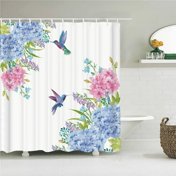 Colorful Beautiful Flowers Birds Shower Curtain Bathroom Waterproof Polyester Multi-size 3D Printed Curtains for Bathroom Shower