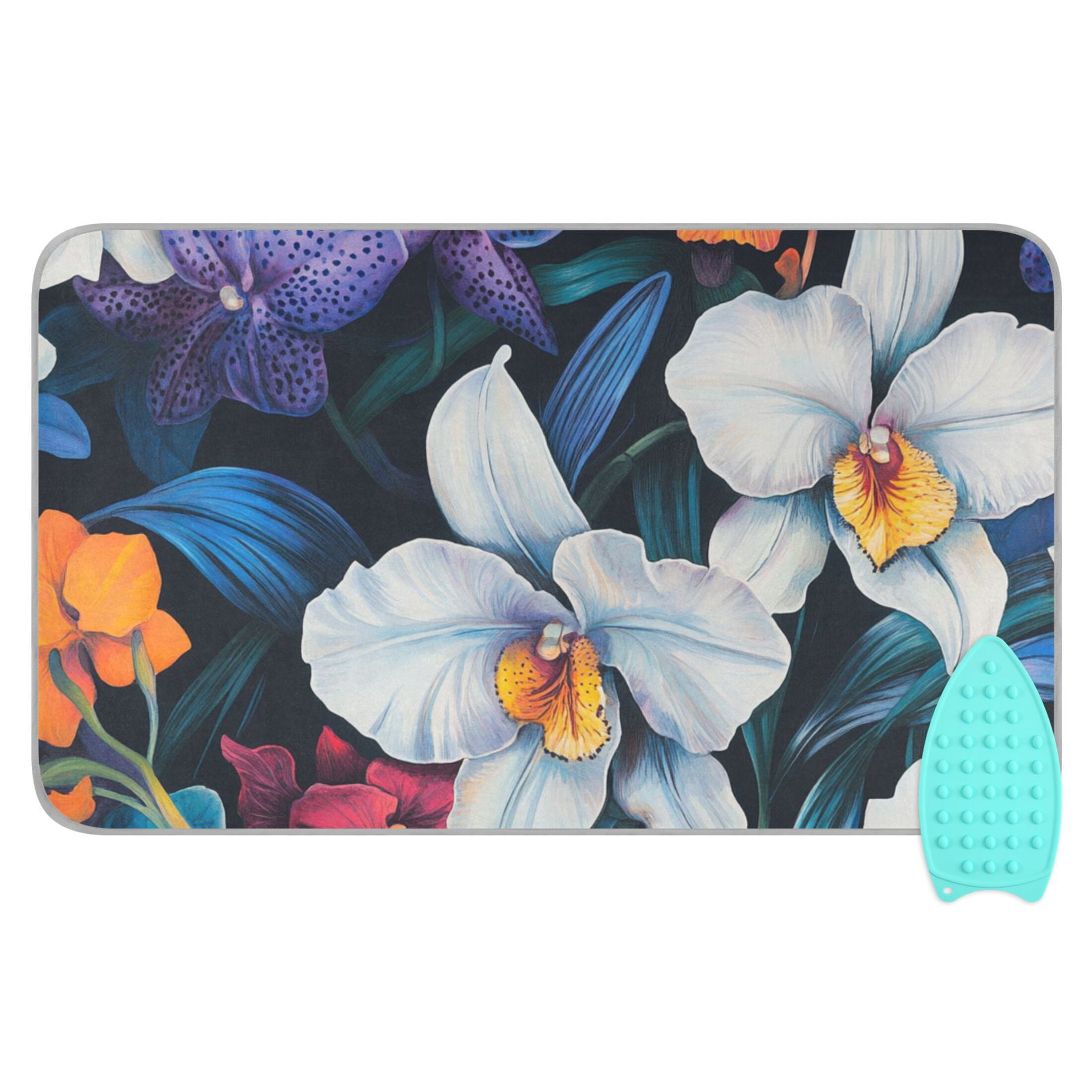 Colorful Beautiful Flowers Ironing Mat Blanket for Table Top Travel Portable Ironing Board Pad 47.2x27.6 Inch