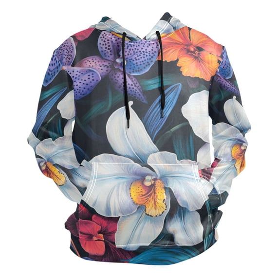 Colorful Beautiful Flowers Men’s Hoodies Sweatshirt Fleece Jackets Long Sleeve Sweatshirts
