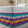 thumbnail image 1 of Colorful Bed Skirt, Abstract Hand Drawn Stripes Colorful Wavy Lines, Elastic Bedskirt Dust Ruffle Wrap Around for Bedding Decor, 4 Sizes, Multicolor, by Ambesonne, 1 of 2