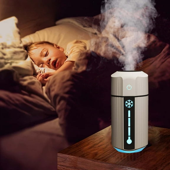 Colorful Bedroom Night Light Humidifier 750ml Large Capacity USB Cool Mist Aroma Diffuser | Quiet Adjustable Mist for Office Desktop Living Room Baby | White Plastic | 8.66x4.17in