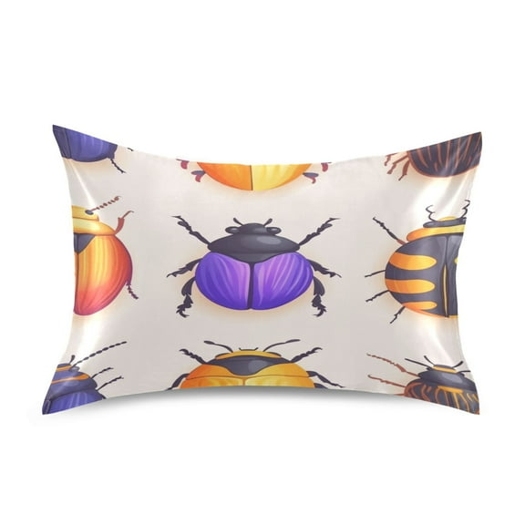 Colorful Beetles Design Satin Pillowcase 20''x30'' Double-Sided Print Soft Wrinkle Resistant
