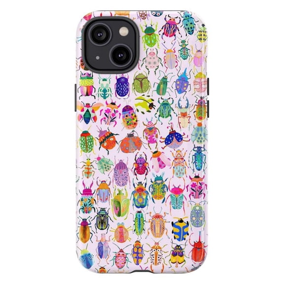 Colorful Beetles Phone Case – Vibrant Entomology Insect Pattern on White Background – Fits iPhone 17 16 15 14 13 12 11 Pro Max Plus Mini