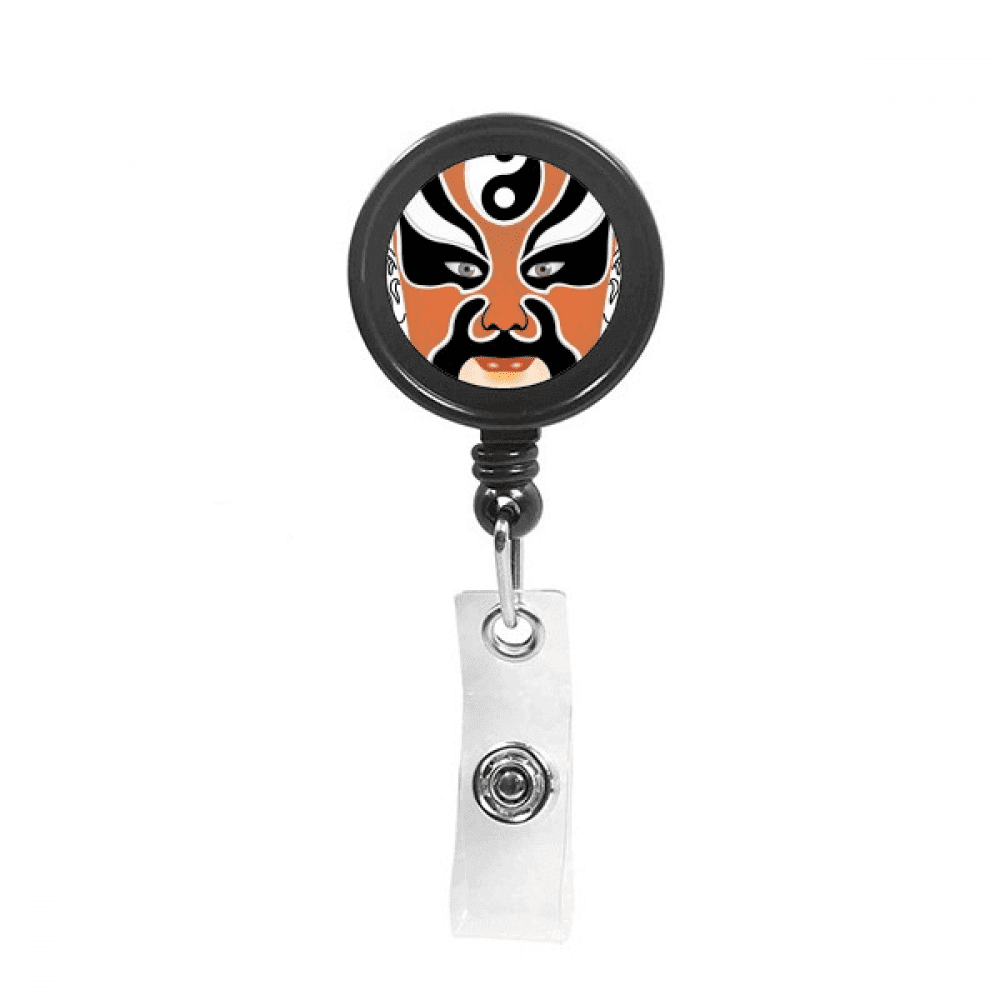 Colorful Beijing Opera Head Pattern Retractable Keychain Badge Holder ID Badge
