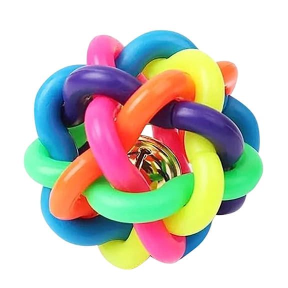 Colorful Bell Toy, 2.4 Inch Small Woven Interactive Rattle Ball, 1 Pack Pet Teething Chew Plaything, Suitable for Puppy Small Dog Cat Teeth Cleaning Training Game Interactive Play Entertainment