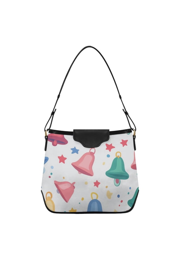 Colorful Bells Stars Cute Women's Tote Bag Convertible Handbags Hobo Shoulder Bag with Zipper Magnetic Snap