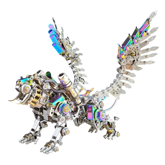 Colorful Bengal Tiger with Colorful Wings 3D Metal Puzzle Kit DIY Assembly Model Steampunk Fantasy Art Adult Challenge