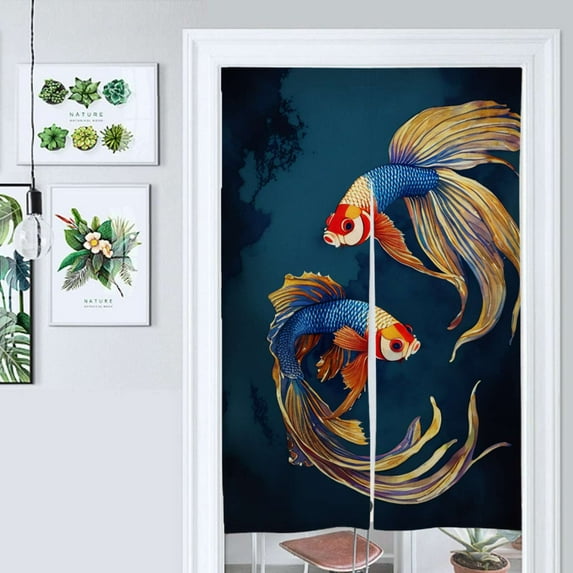 Colorful Betta Fish Art Door Curtain Nordic Living Room DoorCurtain Porch Partition Curtain Kitchen Rative Half Curtain