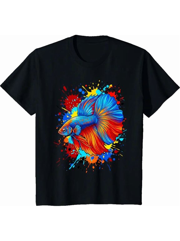 Colorful Betta Fish Lover Splash Art Betta Fighting Fish T-Shirt