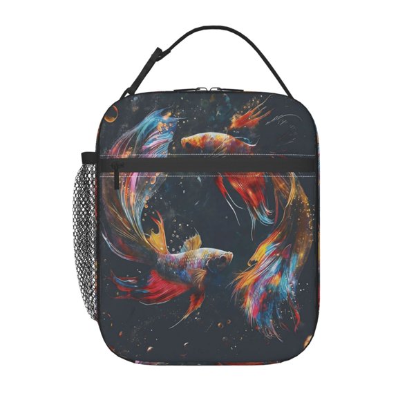 Colorful Betta Fish Lunch Bag Portable Thermal Lunch Box for Men and Women