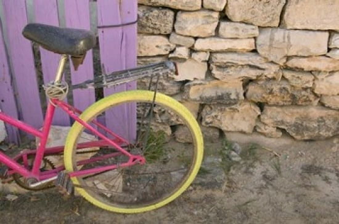 Colorful Bicycle on Salt Cay Island Turks and Caicos Caribbean Canvas Art - Walter Bibikow DanitaDelimont (36 x 24)