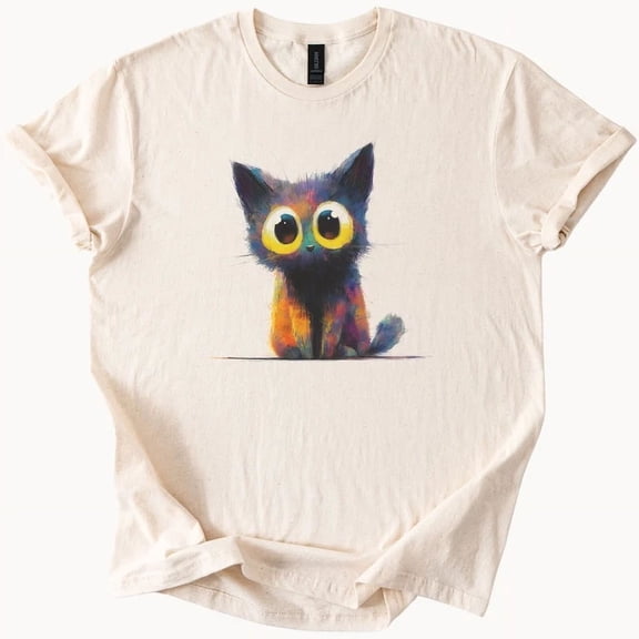 Colorful Big Eye Cat T Shirt Cute Kitten Tee