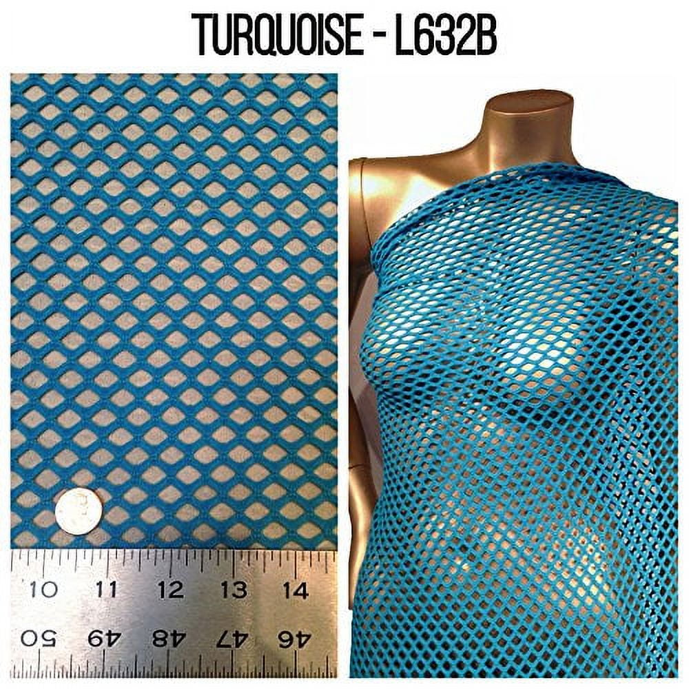 Turquoise Fishnet Colorful Big Hole 0.5 Inch Diamond Mesh Stretch Polyester Spandex ...