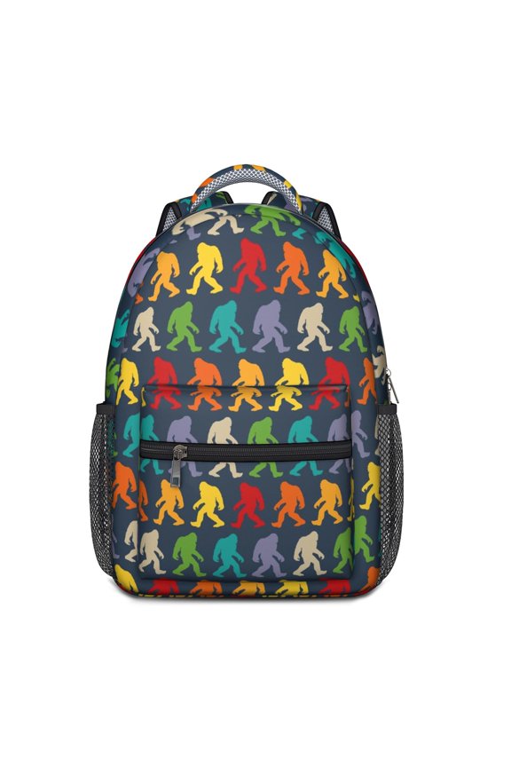 Colorful Bigfoot Pattern Backpack for School,Schoolbag with Adjustable Shoulder Straps & Padded Back,15.3"x11"x6.7"