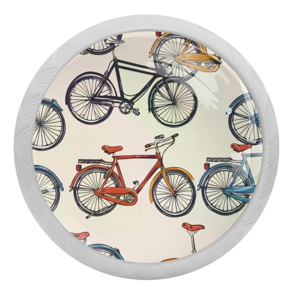 Colorful Bikes Crystal Glass Drawer Knob Pull Ergonomic 30mm Circle Glowing Furniture Cabinet Handle for Kitchen Dresser Cupboard Wardrobe