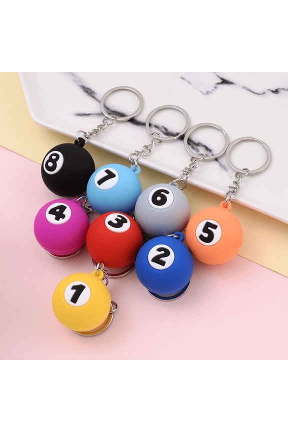 Colorful Billiard Ball Keychain – 3D Numbered Pool Ball Key Ring, Cute Gift for Friends, Bags & Keys