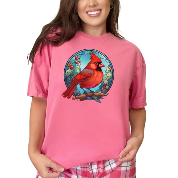 Colorful Bird Art T-Shirt, Vibrant Red Cardinal Graphic Tee, Nature Inspired Bird Print Shirt, Unique Bird Lover Gift Tee, Crunchberry Comfort Colors T-Shirt, 3XL