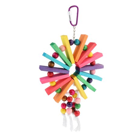 Colorful Bird Parrot Hanging Cage Swing Toy Wooden Hanging Perch Toy for Parakeets Cockatiels, Conures, Macaws, Parrots, , Finches
