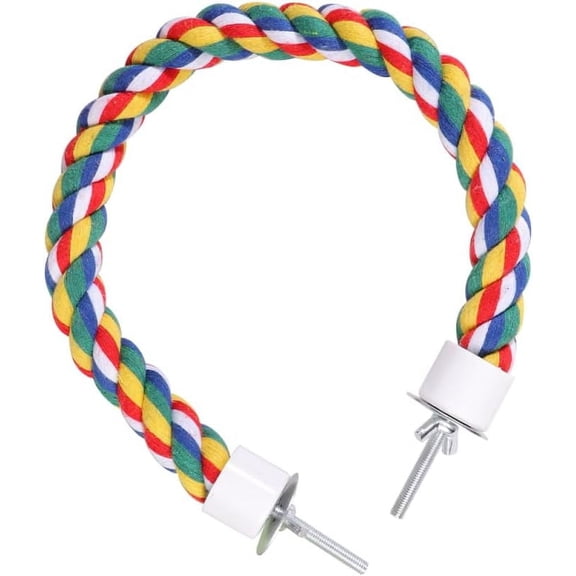 Colorful Bird Rope Perch Stand, Birdcage Swing Spiral Toys, Bird Climbing Standing Bungee Rope Perches Chew Toys Cage Accessories for Cockatiels Parrots Birds (40CM/15.7inch)