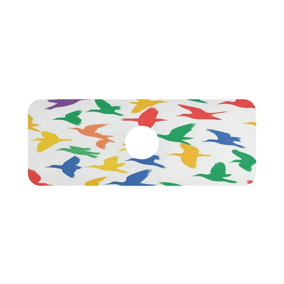 Colorful Bird Silhouettes Single Compact Faucet Drying Pad 14.7x5.4in Absorbent Mat for Small Sinks, Vanity Countertops