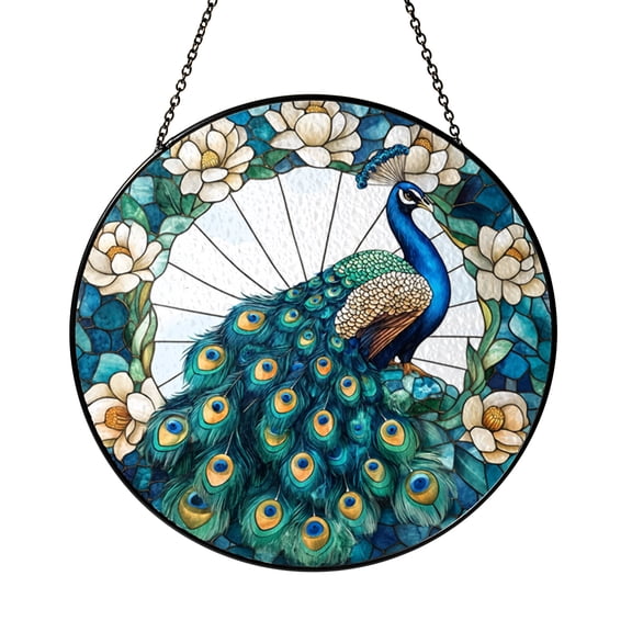 Colorful Bird Stained Glass Style Panel – Artistic Window Decor