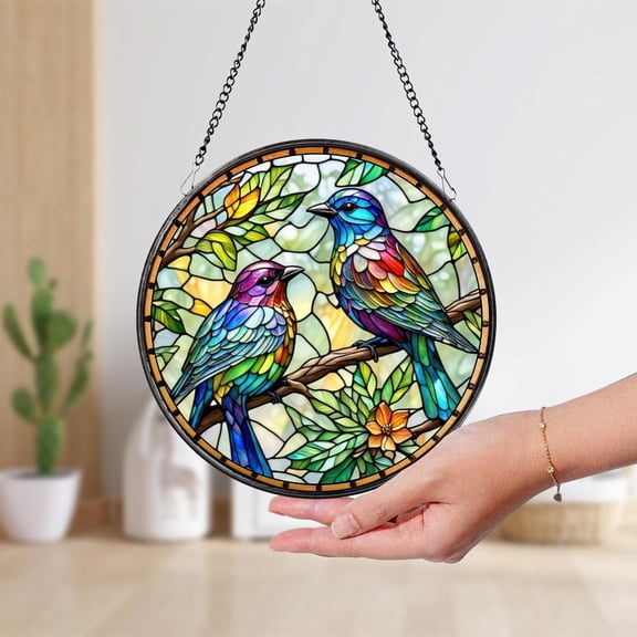 Colorful Bird Stained Glass Suncatcher, Bird Window Hanging, Bird Ornament, Bird Nerd, Bird Lover Gift, Anniversary Gift, Gift for Mom