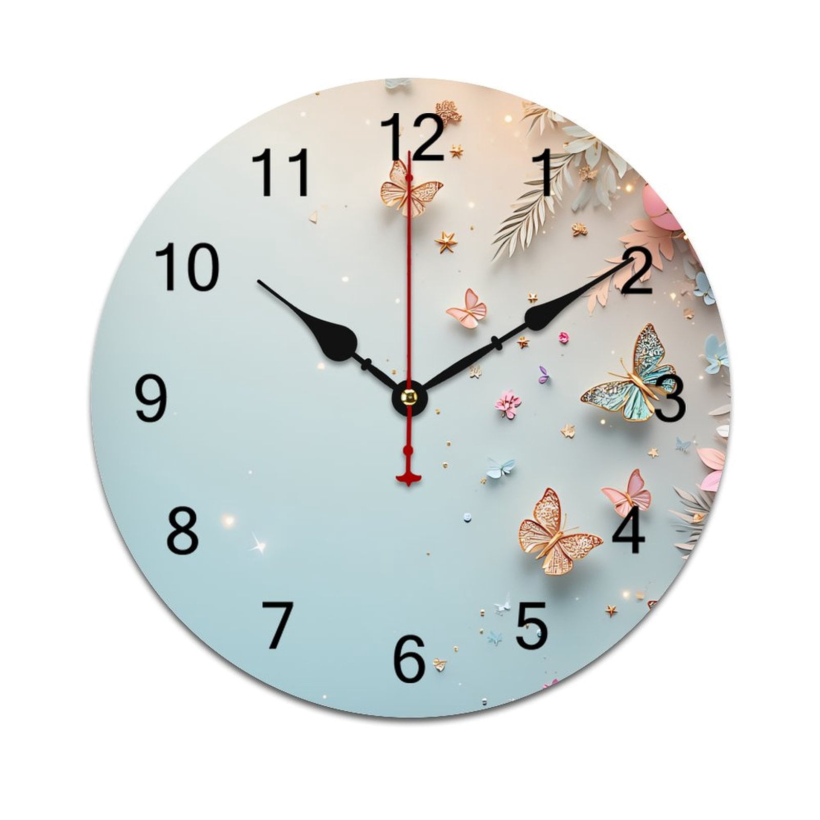 Colorful Birds Butterflies And Flowers Time Decorative Wall Clocks ...
