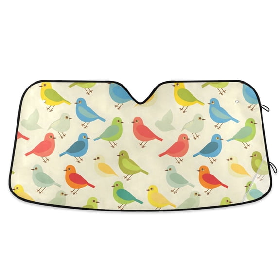 Colorful Birds Car Windshield Sun Shade Foldable Car Front Window Visor Heat and UV Protection 53x23.5