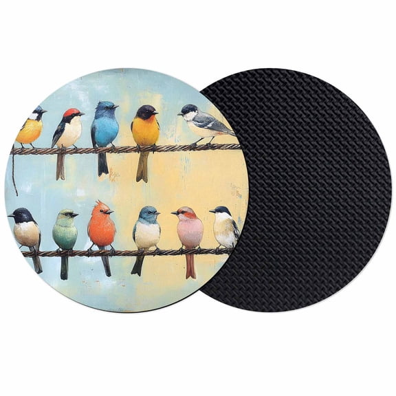 Colorful Birds Coasters for Drinks,Absorbent Non Slip Rubber Drink Coasters Set of 2 for Cup,Table,Bar,Home Decor, Blue Teal Yellow Red