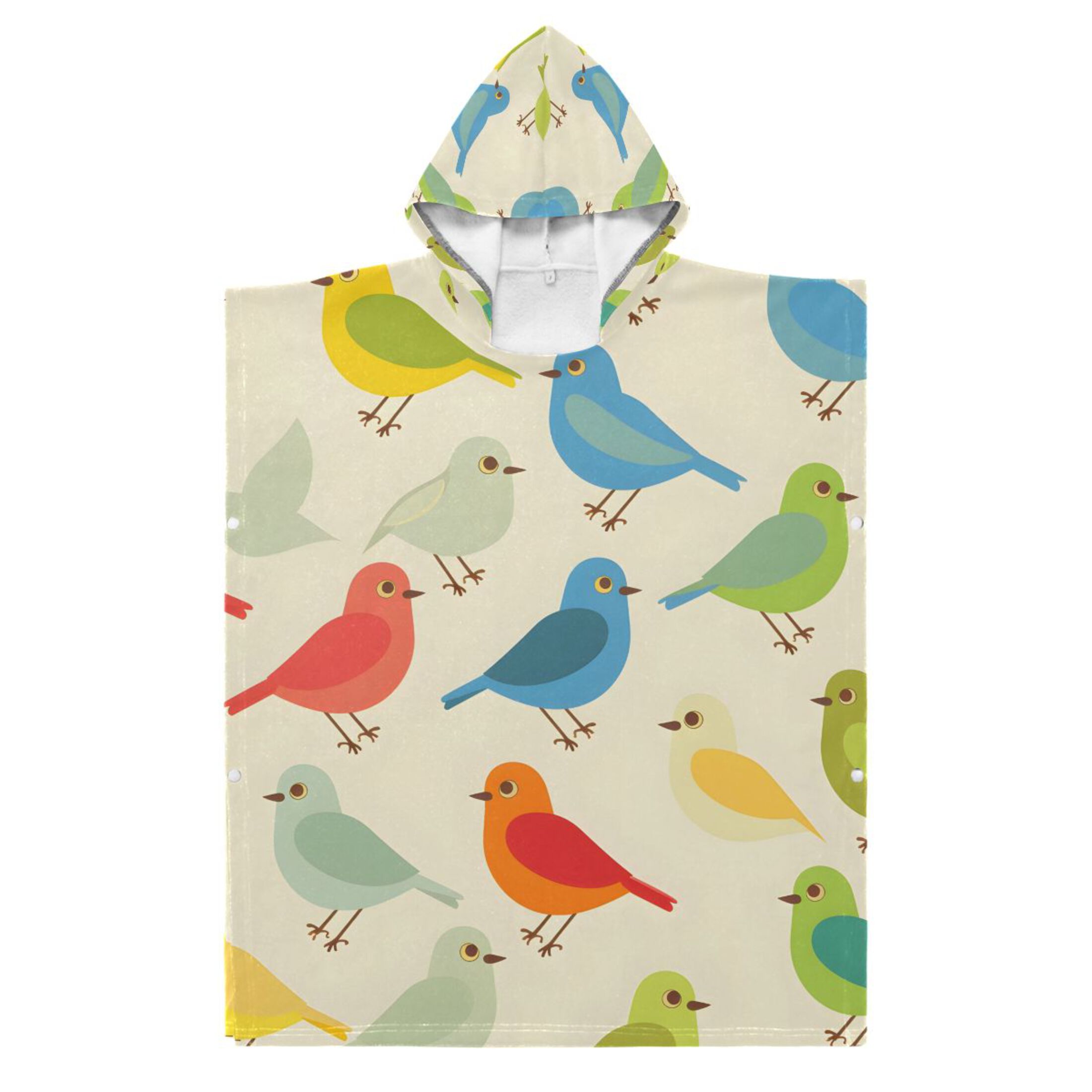 Colorful Birds Kid Hooded Beach Towel 27.5x27.5 inch Bath Poncho Towels