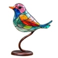 thumbnail image 1 of Colorful Birds Ornament, Acrylic Modern Style Tabletop Bird Figurine Decorative Ornaments, Stained Birds On Branch Decor for Living Room, Bedroom, Desktop, Cabinets, Garden, 1 of 9