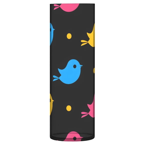 Colorful Birds Pattern Vase Flower Vase Clear Unbreakable Plastic Tall Decorative 11.8in