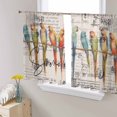 thumbnail image 1 of Colorful Birds Semi Sheer Curtains 54 Inch Length 2 Panels Set, Vintage Farmhouse Envelope Postmark Sheer Kitchen Curtain Privacy Voile Window Curtain for Living Room Bedroom Rod Pocket Drapes, 1 of 7