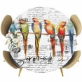 thumbnail image 1 of Colorful Birds Table Cloth, Round Fitted Tablecloths with Elastic Edge, Vintage Rustic Envelope Postmark Wipeable Waterproof Table Cover for Kitchen Wedding 45-54 Inches, 1 of 4
