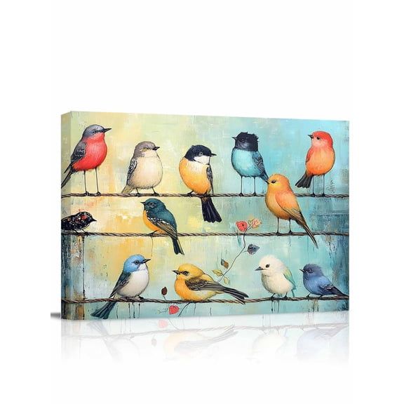 Colorful Birds Wall Art for Living Room,Canvas Picture Wall Decor for Bathroom Bedroom,Modern Oil Painting Art Spring Painting Artwork for Office Kitchen Hallway Dining Room Home Decorations 12"x16"