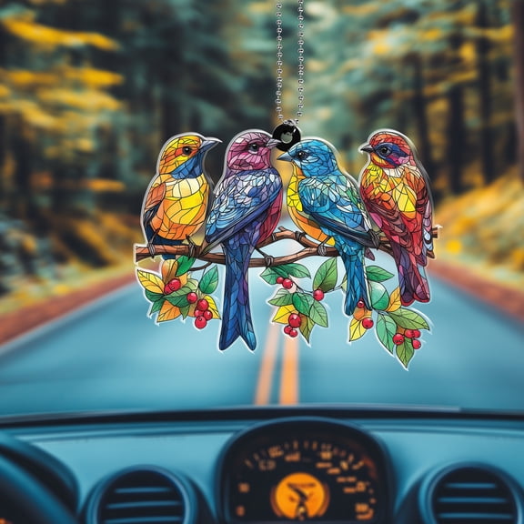Colorful Birds Window Hanging Acrylic, Car Decoration, Nature Suncatcher, Light Catcher, Boho Bird Ornament, Gift for Bird Lovers, Sunlight Decor, Gift for Dad or Mom
